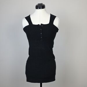 Y2K Twik Ribbed Knit Tank Top – Black – Size XS